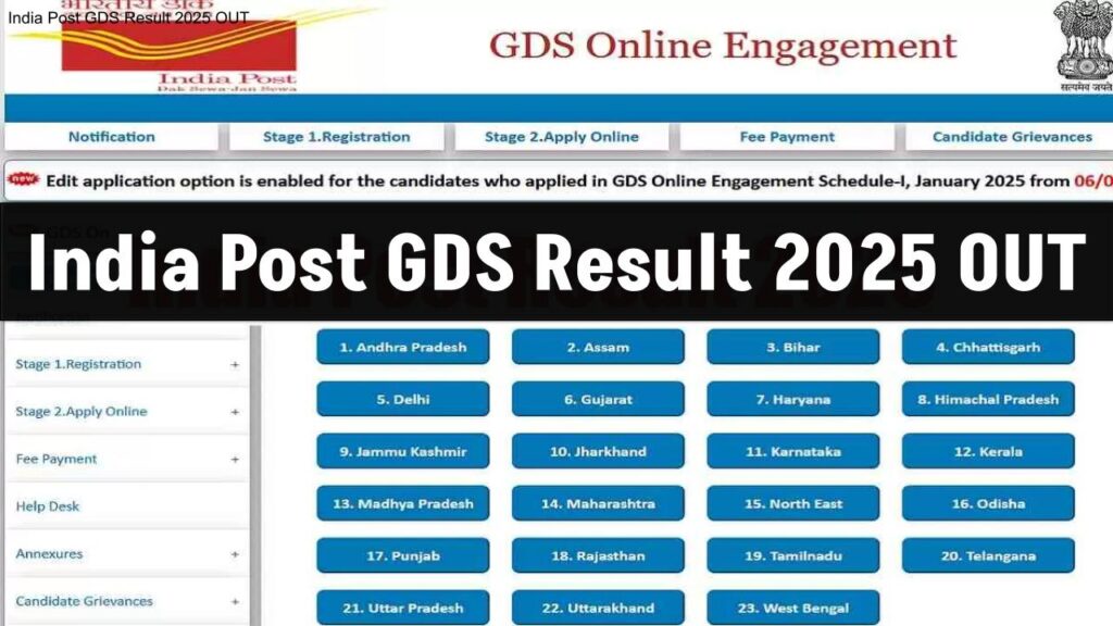 India Post GDS Result 2025 OUT